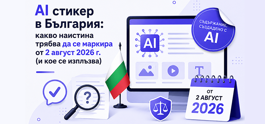 AI стикер в България: какво наистина трябва да се маркира от 2 август 2026 г. (и кое се изплъзва)