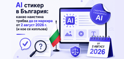 AI стикер в България: какво наистина трябва да се маркира от 2 август 2026 г. (и кое се изплъзва)